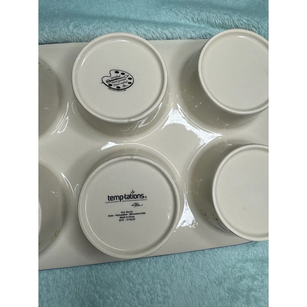 Temptations by Tara Old World Floral 6 Lg Muffin Cupcake Muffin Baking Dish